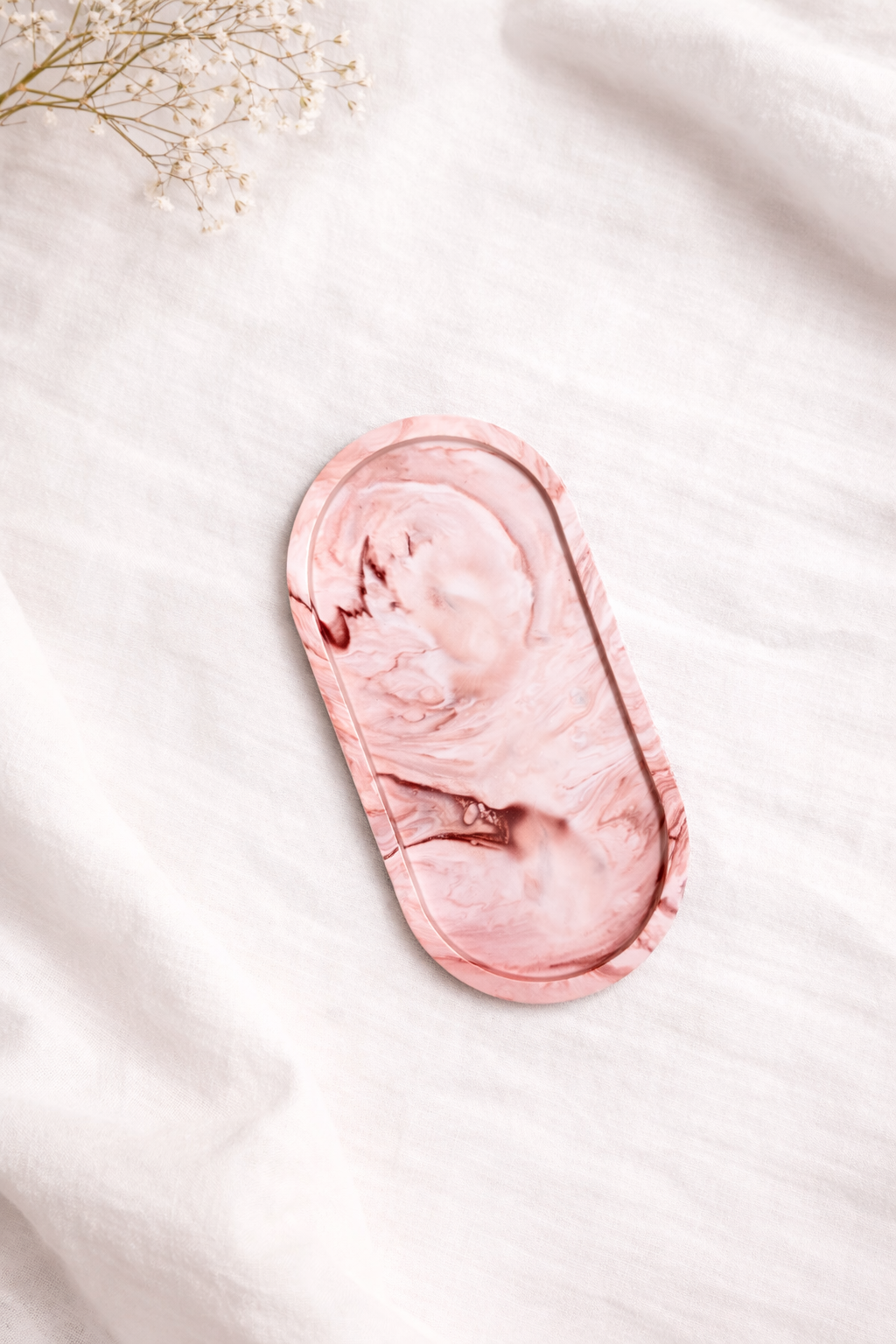 Vassoio Ovale Piccolo - Effetto Marmo Rosa Antico