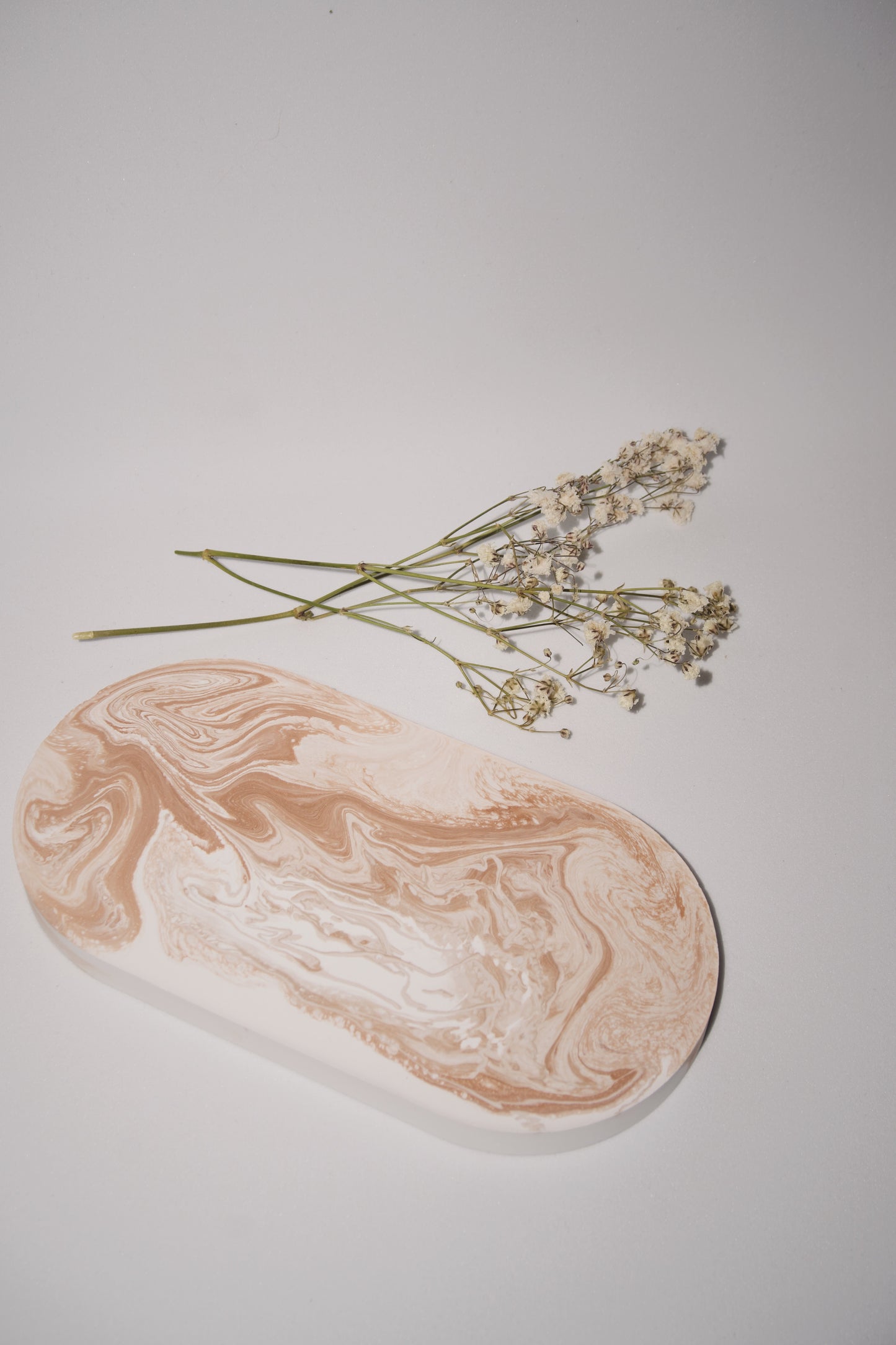 Vassoio Ovale Effetto Marmo - Beige