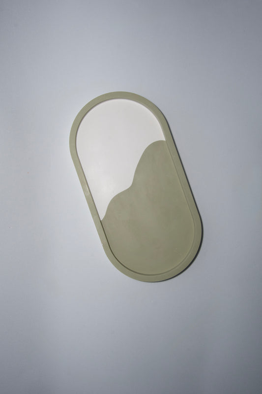 Vassoio Ovale Bicolore - Bianco/Kaki