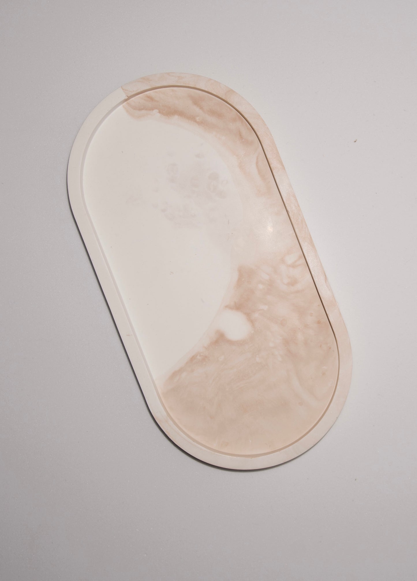Vassoio Ovale Effetto Marmo - Beige