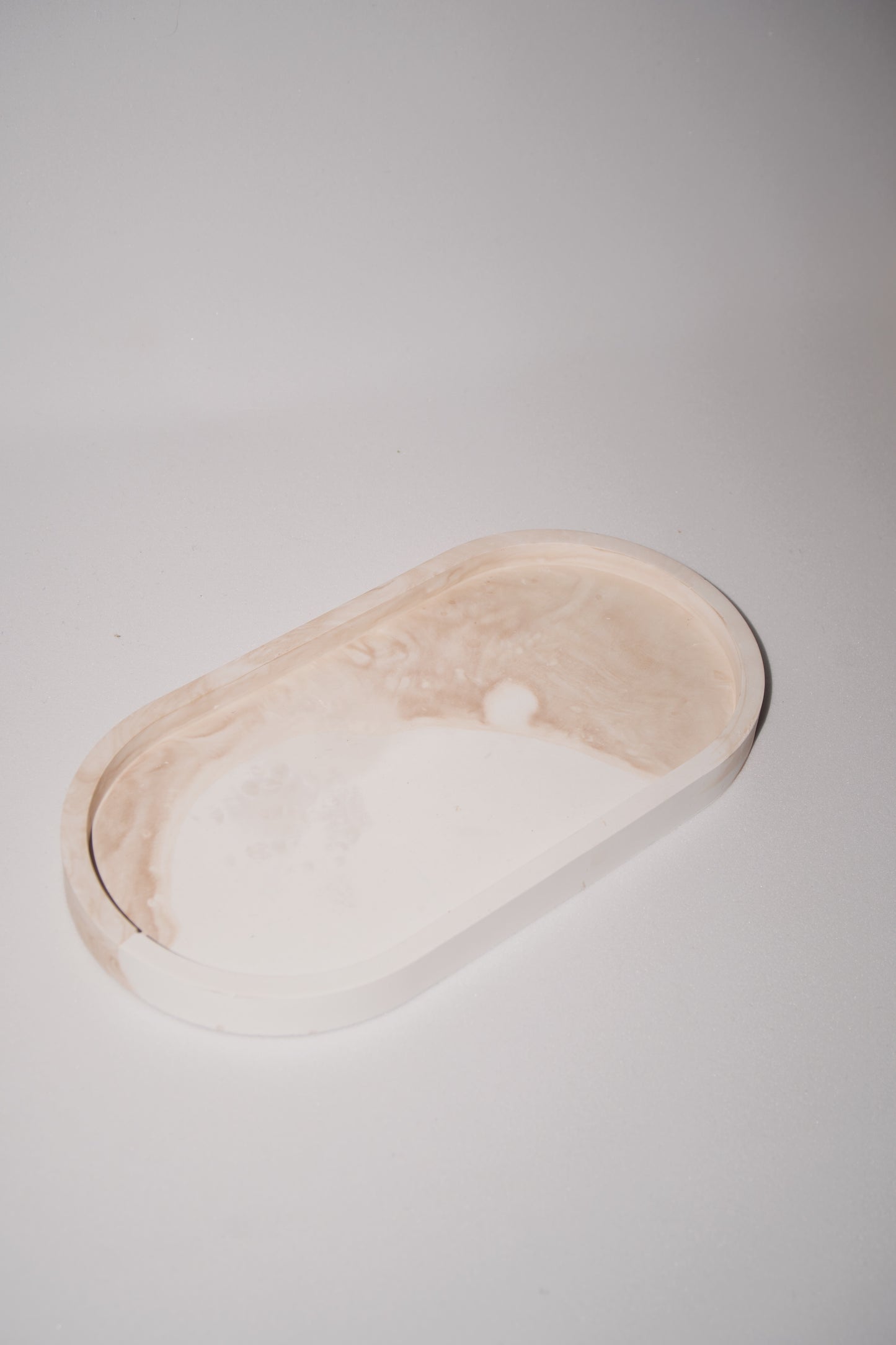 Vassoio Ovale Effetto Marmo - Beige