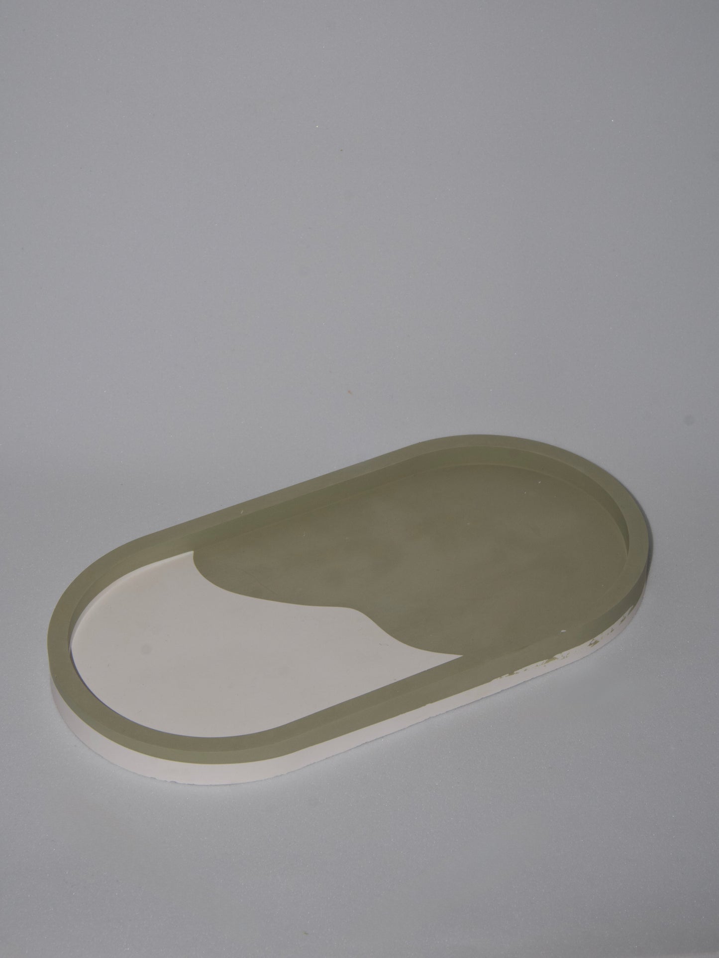 Vassoio Ovale Bicolore - Bianco/Kaki