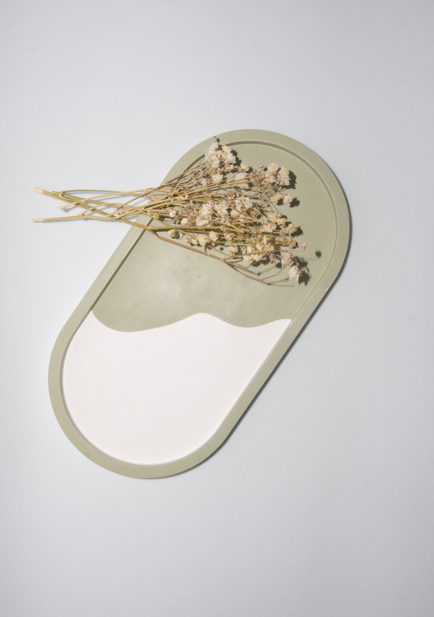 Vassoio Ovale Bicolore - Bianco/Kaki