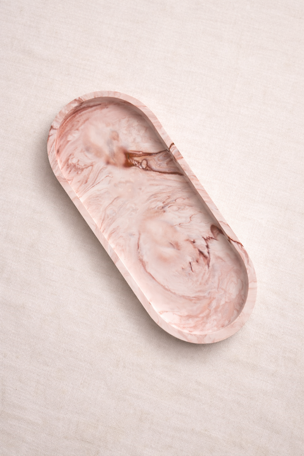 Vassoio Ovale Grande - Effetto Marmo Rosa
