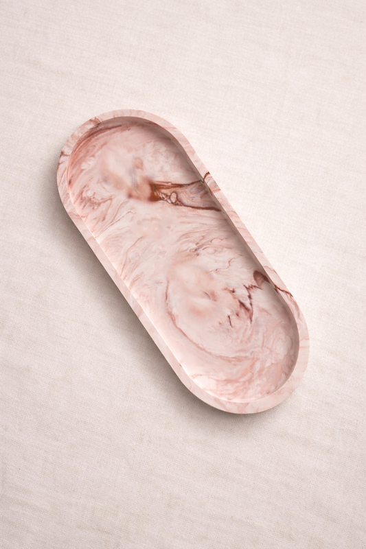 Vassoio Ovale Grande - Effetto Marmo Rosa